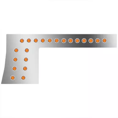 1-Piece Cab/Cowl Panels W/ 38 Total 3/4 Inch Amber/Amber LEDs For Peterbilt 389 131 BBC W/ DPF