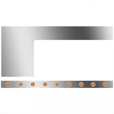 1-Piece SSl Cab/Cowl Bodyline Panels W/ 18 - 3/4 Inch Rnd Amber/Amber Downglow LEDs For Peterbilt 389