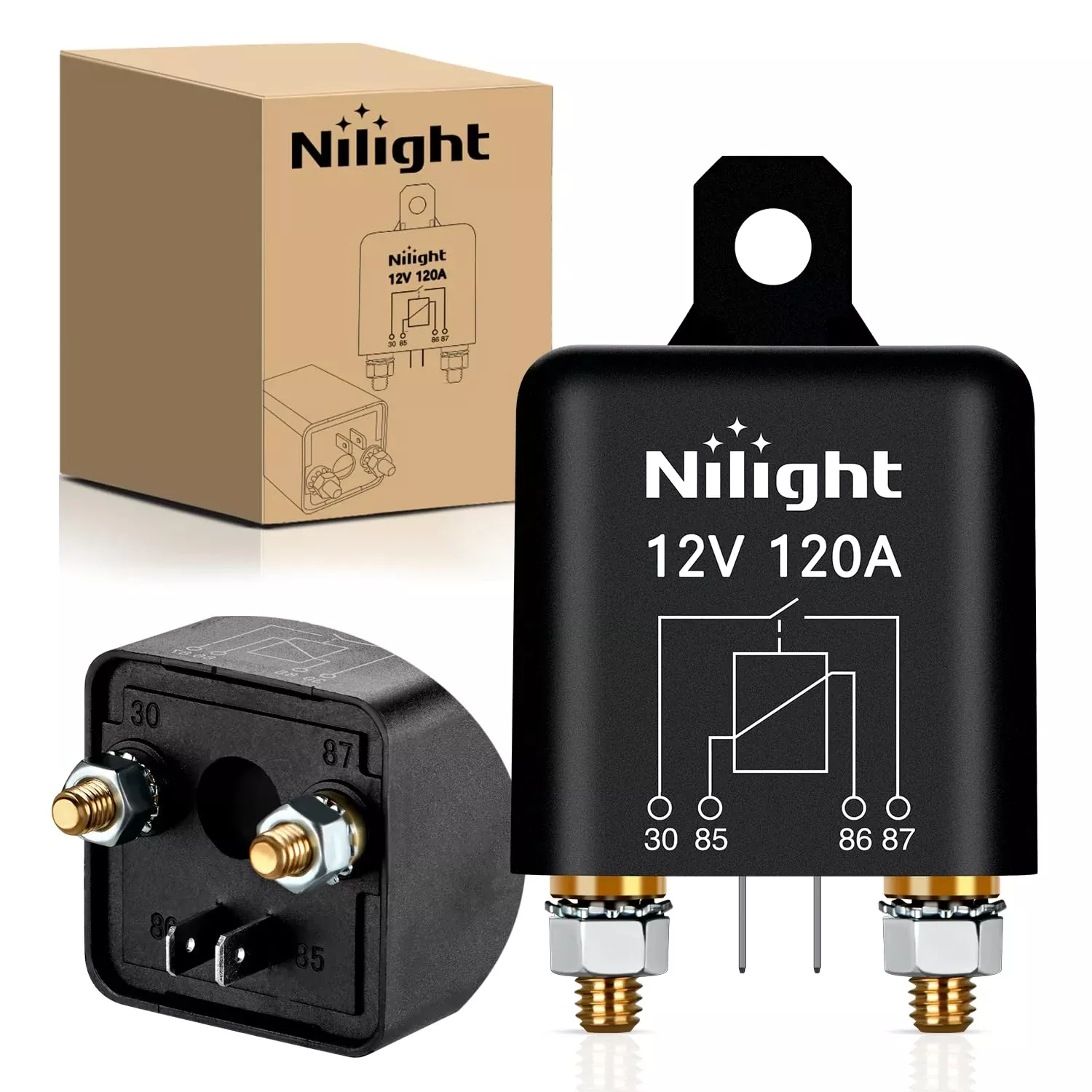 120A Starter Relay 4 Pin Split Relays Switch 12V Continuous Heavy Duty SPST High Current 4 Terminal Car Starter On Off Control for Automotive Car Truck RV Camper
