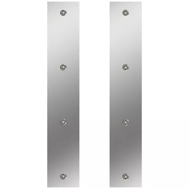13 Inch S.S. Front Air Cleaner Panels W/ 8 - 3/4 Inch Button Amber/Clear LEDs For Peterbilt W/ 15 Inch Breather