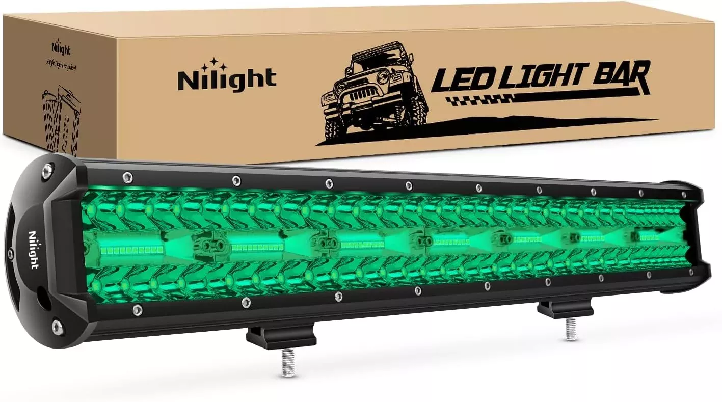 20 Inch LED Light Bar Green Triple Row 420W Spot Flood Combo Off Road Driving Fog Fishing Hunting Emergency Safety Lighting for UTV Pick-up Van Boat Tractor