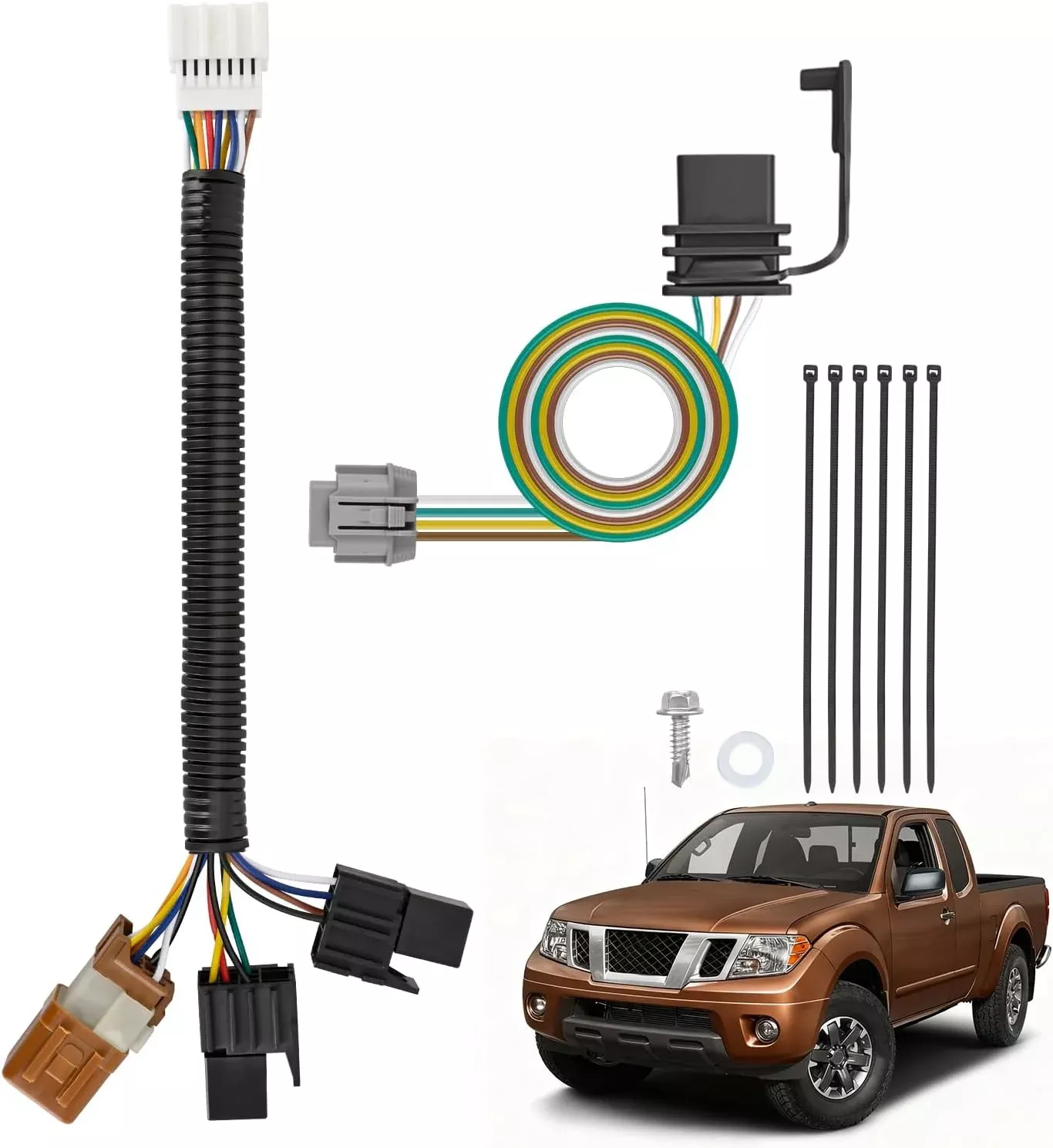 4 Pin Trailer Wiring Harness Kit 56225 Custom for 2005-2025 Nissan Frontier 2005 2006 2007 2008 2009 2010 2012 2013 2014 2015 Xterra 2005-2012 Pathfinder 2009-2012 Suzuki Equator