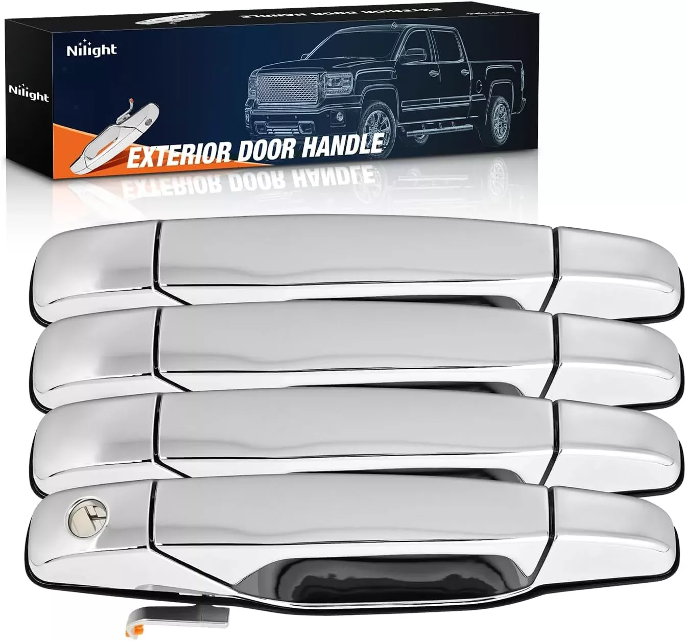 4PCS Exterior Chrome Front Rear Driver & Passenger Car Door Handle for 2007 08 09 10 11 12 13 2014 Chevy Silverado Suburban Tahoe Avalanche GMC Sierra Yukon Cadillac Escalade Replaces#20828258