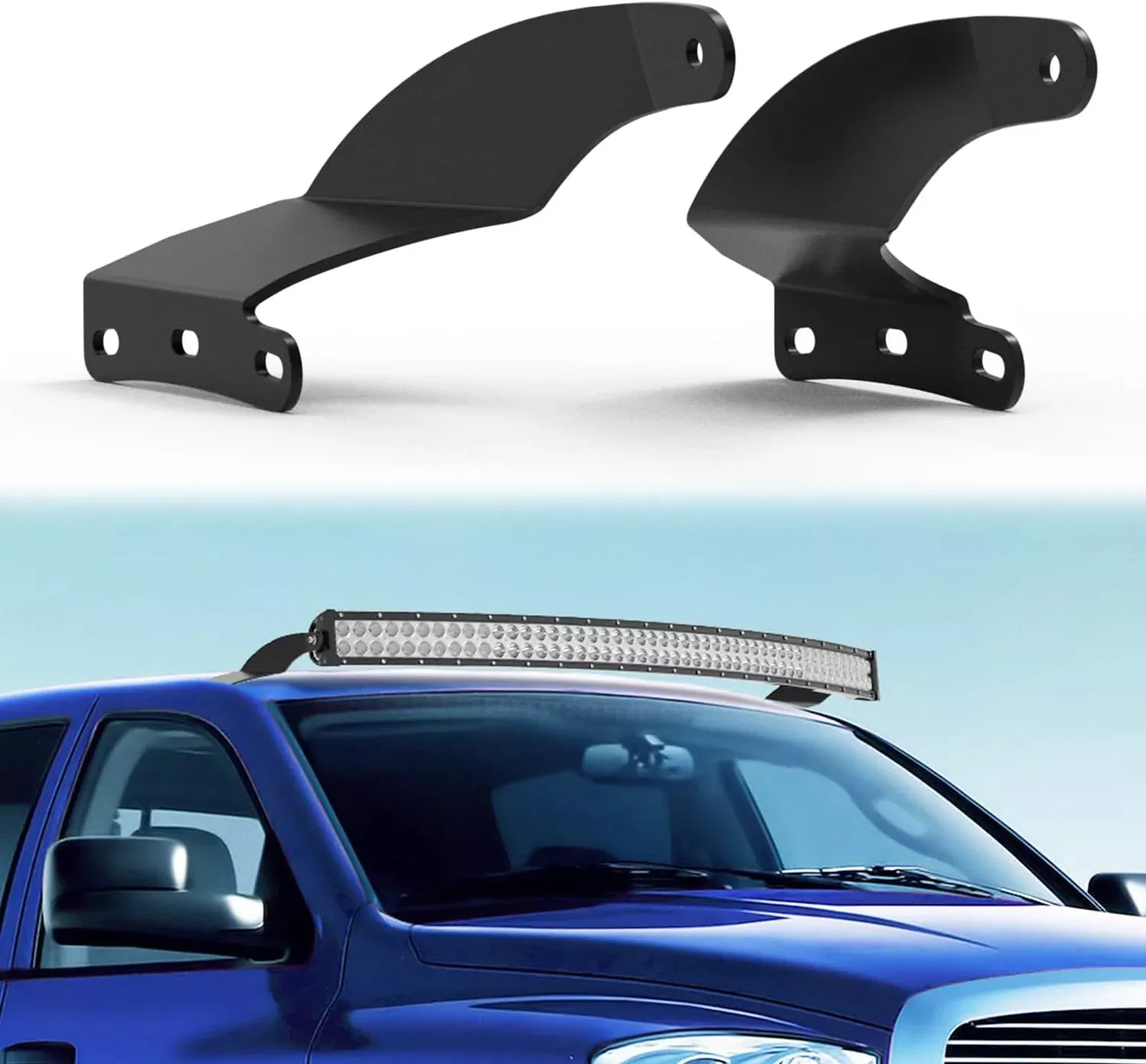 52 inch Curved LED Light Bar Bracket Mounting Upper Windshield Roof Cab Brackets for Dodge RAM 1500 4th Gen 2009-2018, 1500 Classic 2019-2024 and RAM 2500 3500 2010-2018