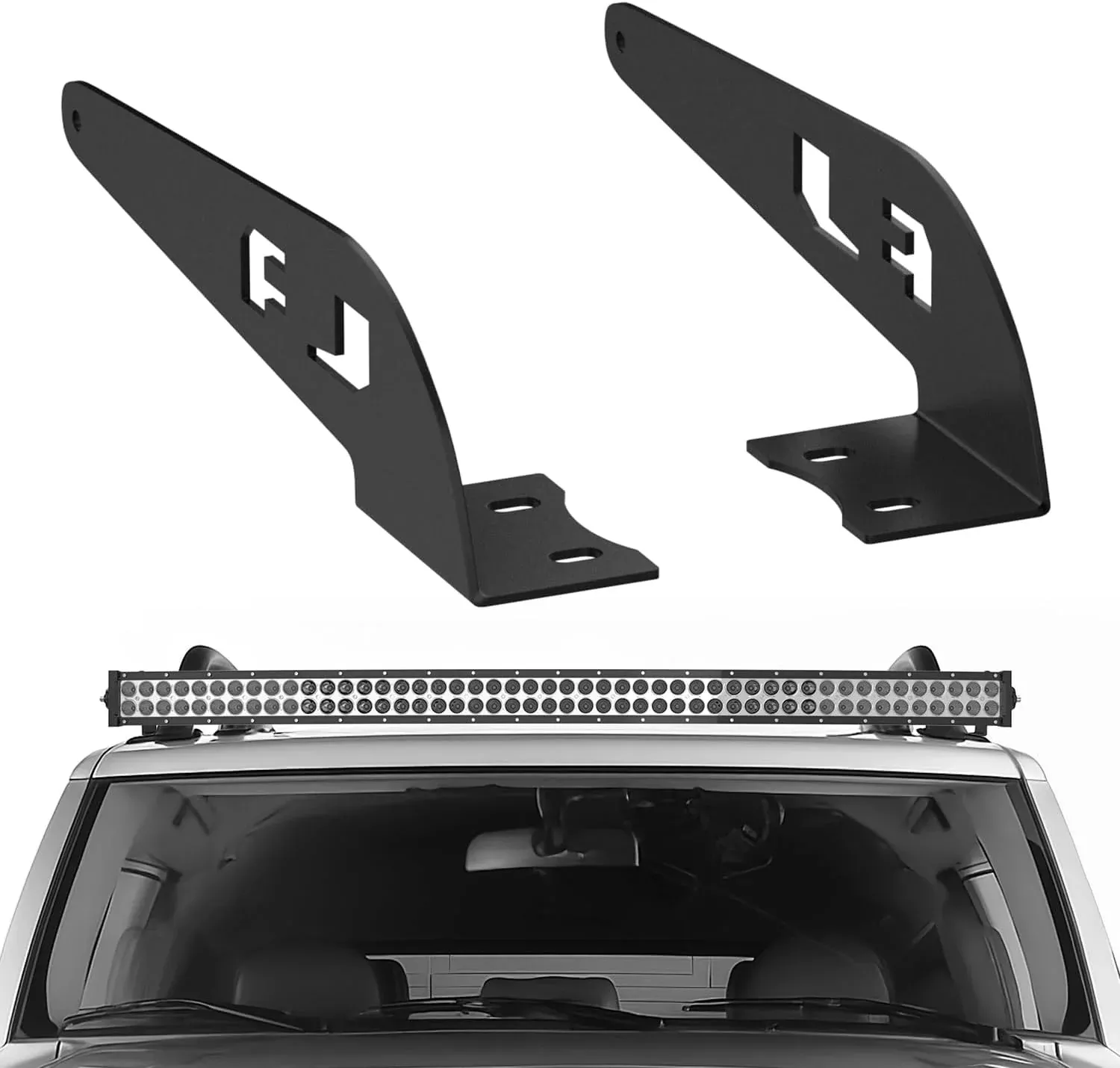 52 inch LED Light Bar Bracket Mounting Upper Windshield Roof Cab Brackets Compatible with Toyota FJ Cruiser with Roof Rack 2007 2008 2009 2010 2011 2012 2013 2014