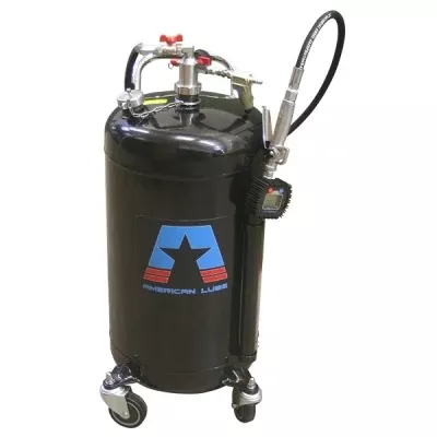 American Lube Equipment Heavy-Duty Pumpless 24-Gallon Metered Oil Dispenser TIM-390-A1