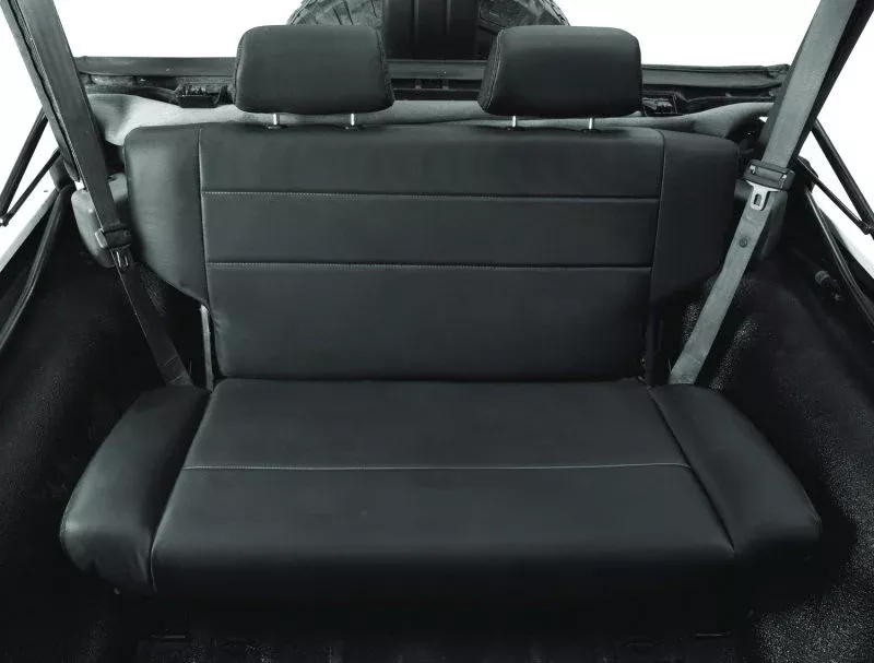 Bestop 39440-01 - Jeep Rear Bench Seat Trailmax II Fold-N-Tumble Seat For Jeep 1955-1983 CJ5 All Vinyl Black Crush