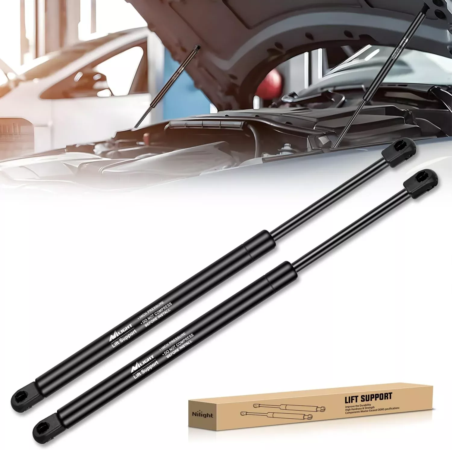 Hood Gas Struts Lift Supports 6020 for Hyundai Sonata 2015-2017 Spring Shocks 14 Inch, 2PCS Set Rod