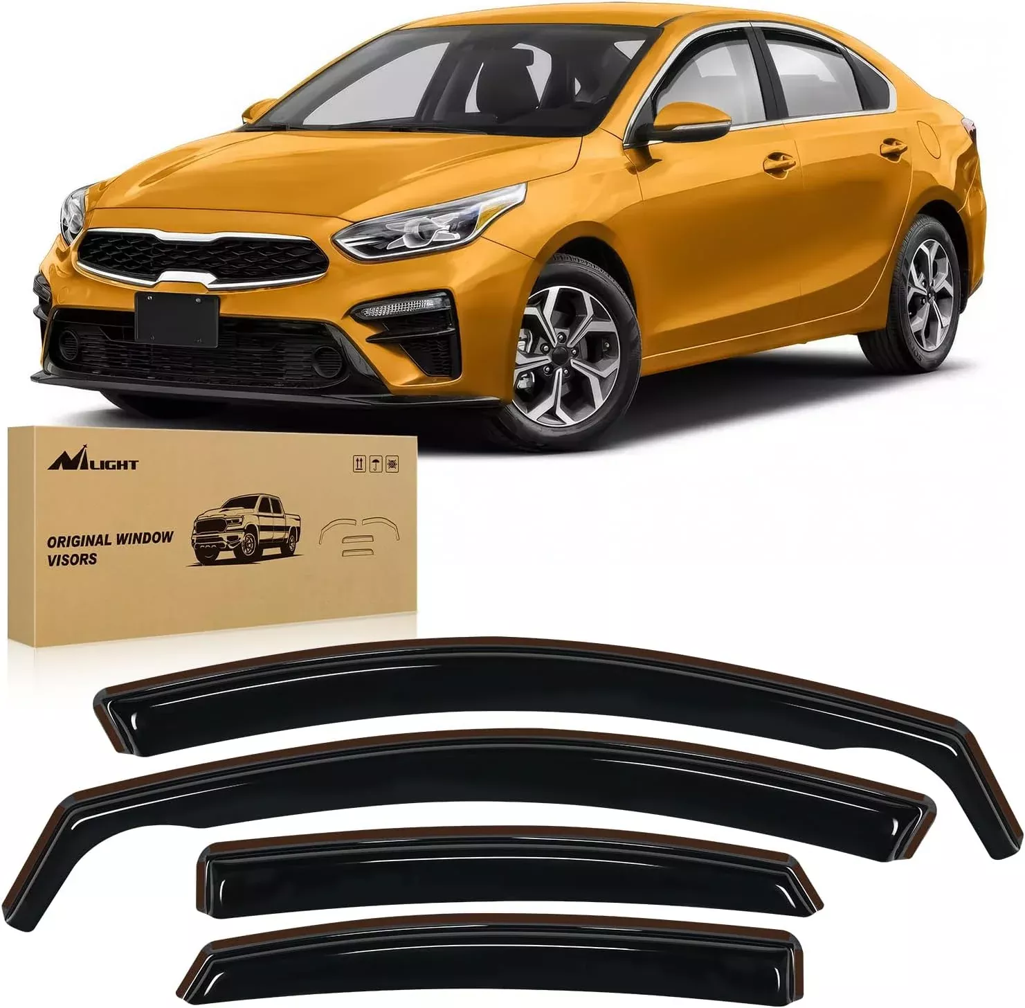 in-Channel Rain Guards for Kia Forte 2019 2020 2021 2022 2023 2024 2025, Vent Window Visors, Original Window Deflectors-4PCS