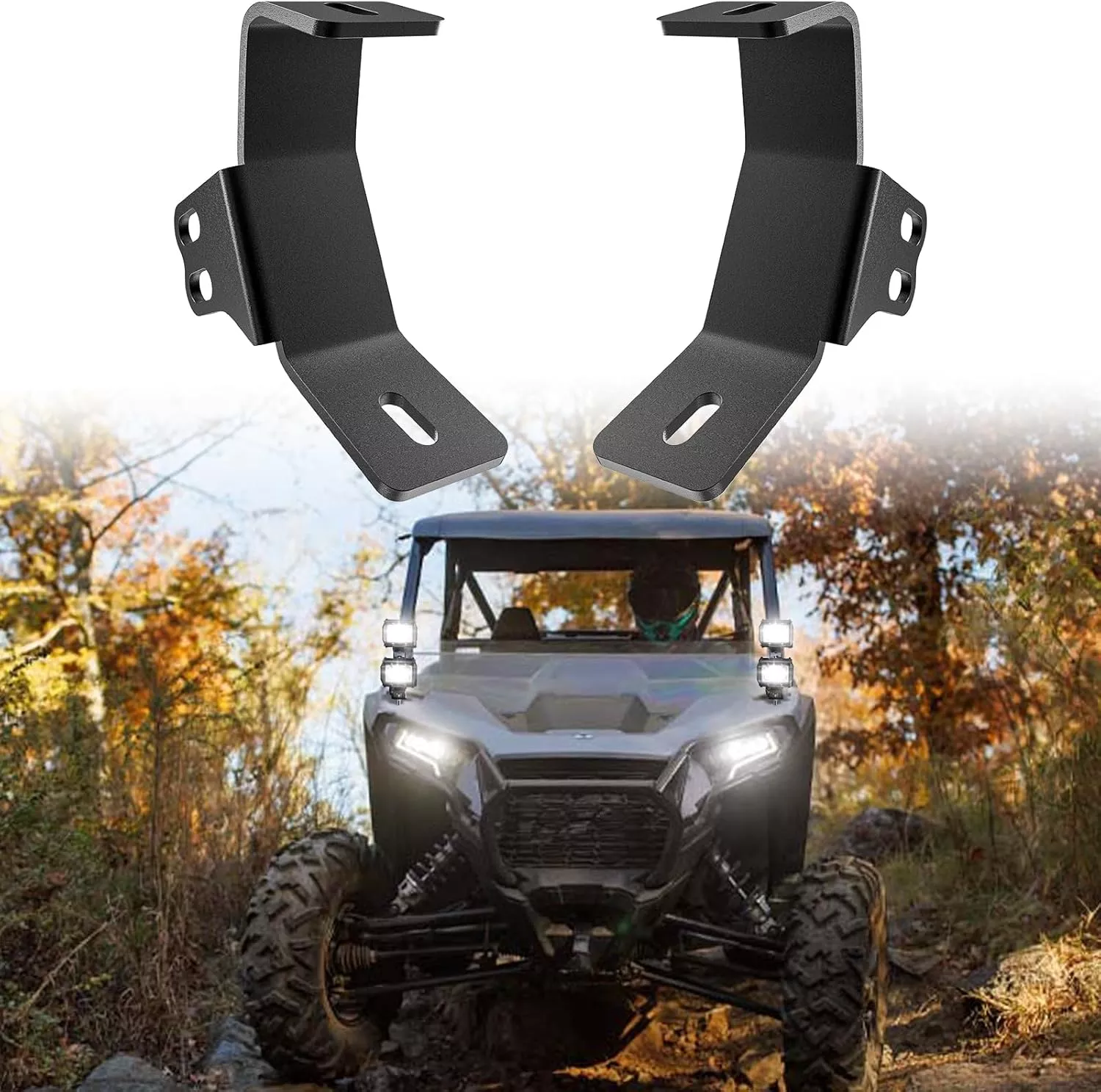 Light Bar UTV Front Side A Pillar Dual Lights Hood Mounting Brackets for LED Pods Compatible with Polaris RZR XP 1000 2014 2015 2016 2017 2018 2019 RZR XP 900 2015-2019