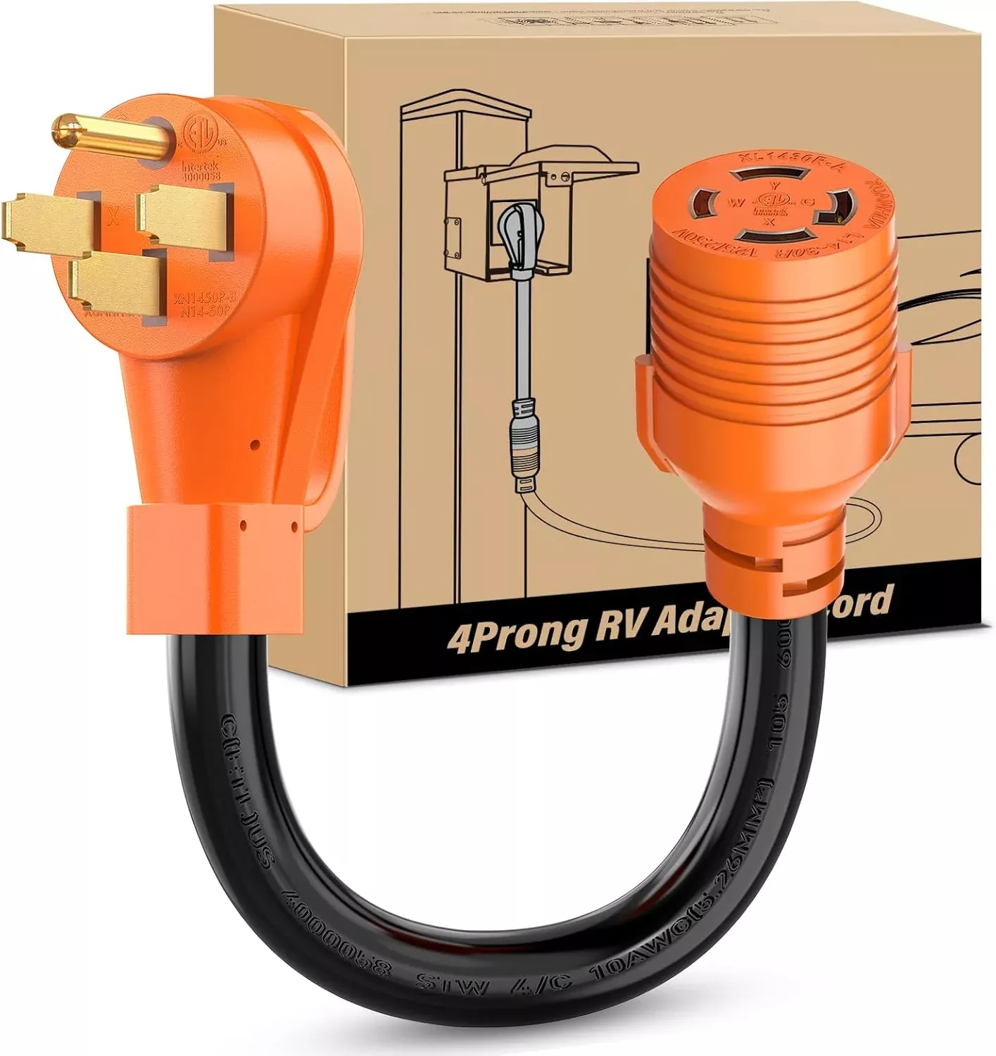 NEMA 14-50P to L14-30R Generator Transfer Switch Adapter 240V/120V 50 Amp Male to 30 Amp Female Twist Lock 4 Prong Generator Plug Pure Copper Heavy Duty 10 AWG ETL Listed for Power Backup