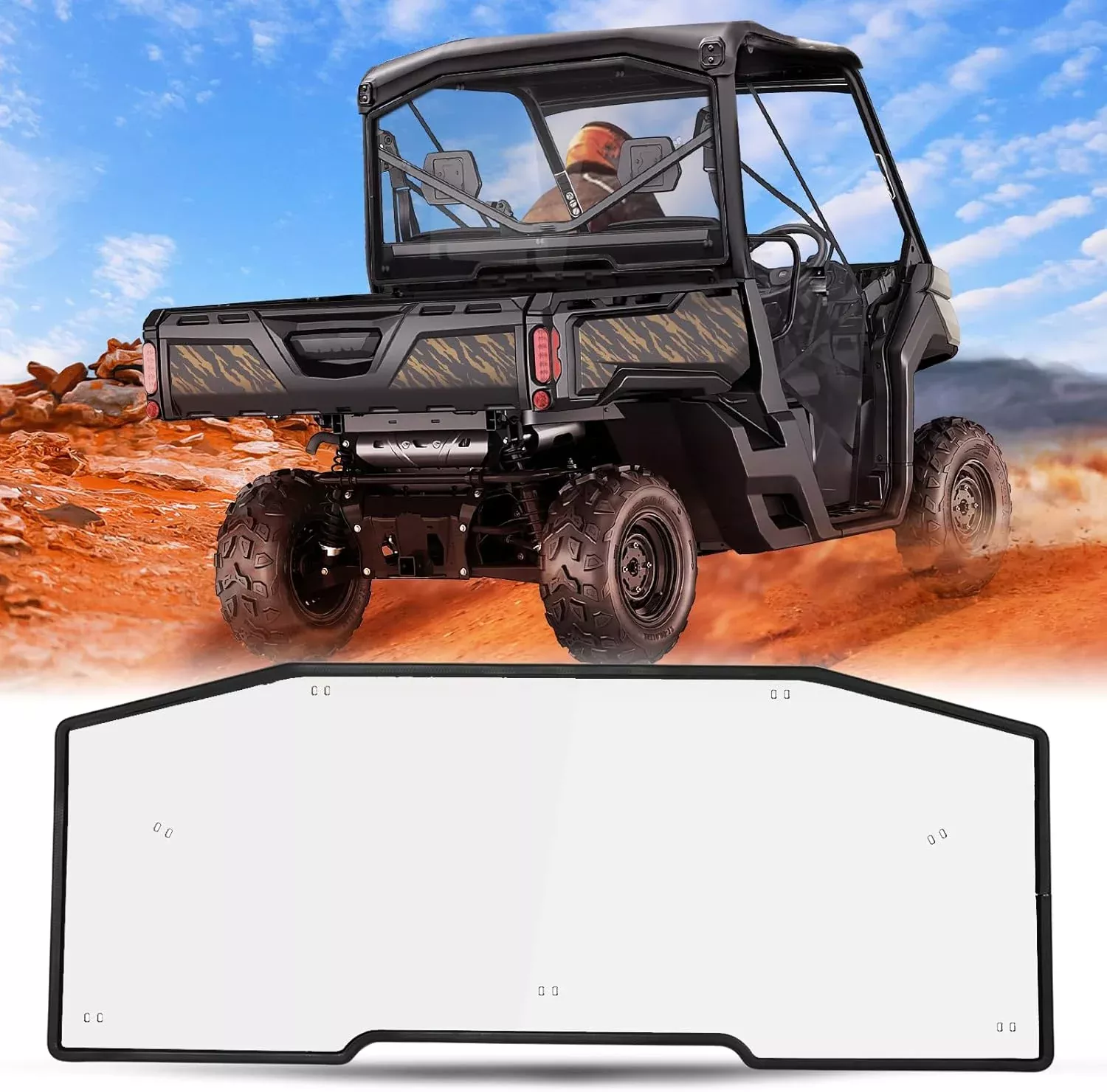 Rear Window, Clear Polycarbonate UTV Windshield Scratch Resistant For Can-Am Defender HD5 HD8 HD10 MAX 2016 2017 2018 2019 2020 2021 2022 2023 2024