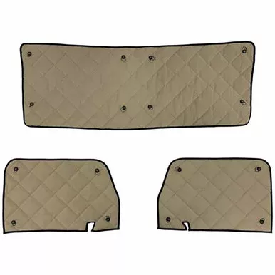 Robert James 3 PC Zeneclipse Blackout Front Window Covers - Black / Khaki For Peterbilt 375 1988 - 1995
