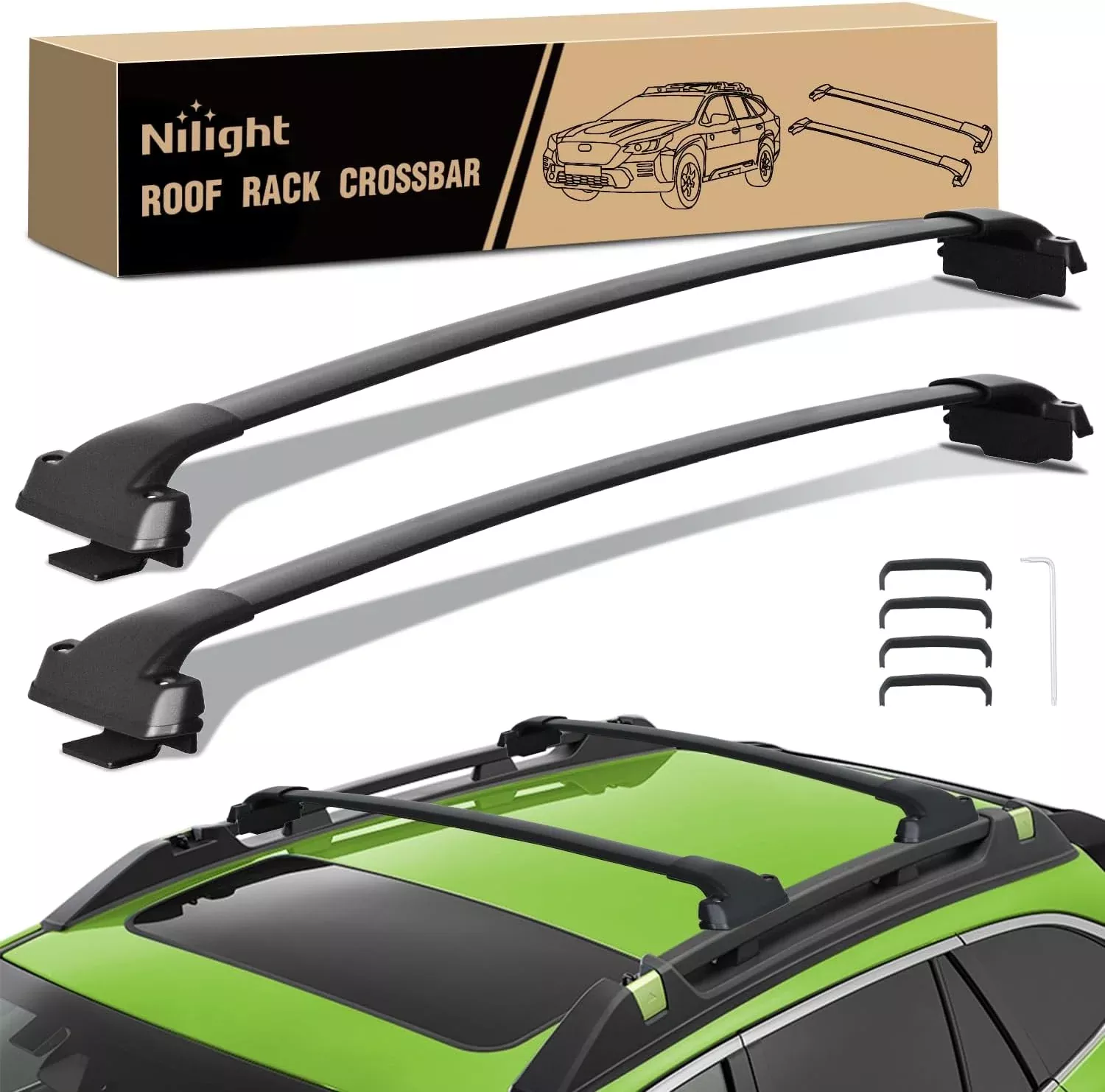 Roof Rack Cross Bars Compatible with Subaru Outback Wilderness 2022 2023 2024 with Side Rails, Adjustable Aluminum Less Wind Noise Car Crossbars for Cargo Carrier Luggage Kayak Tent Snowboard