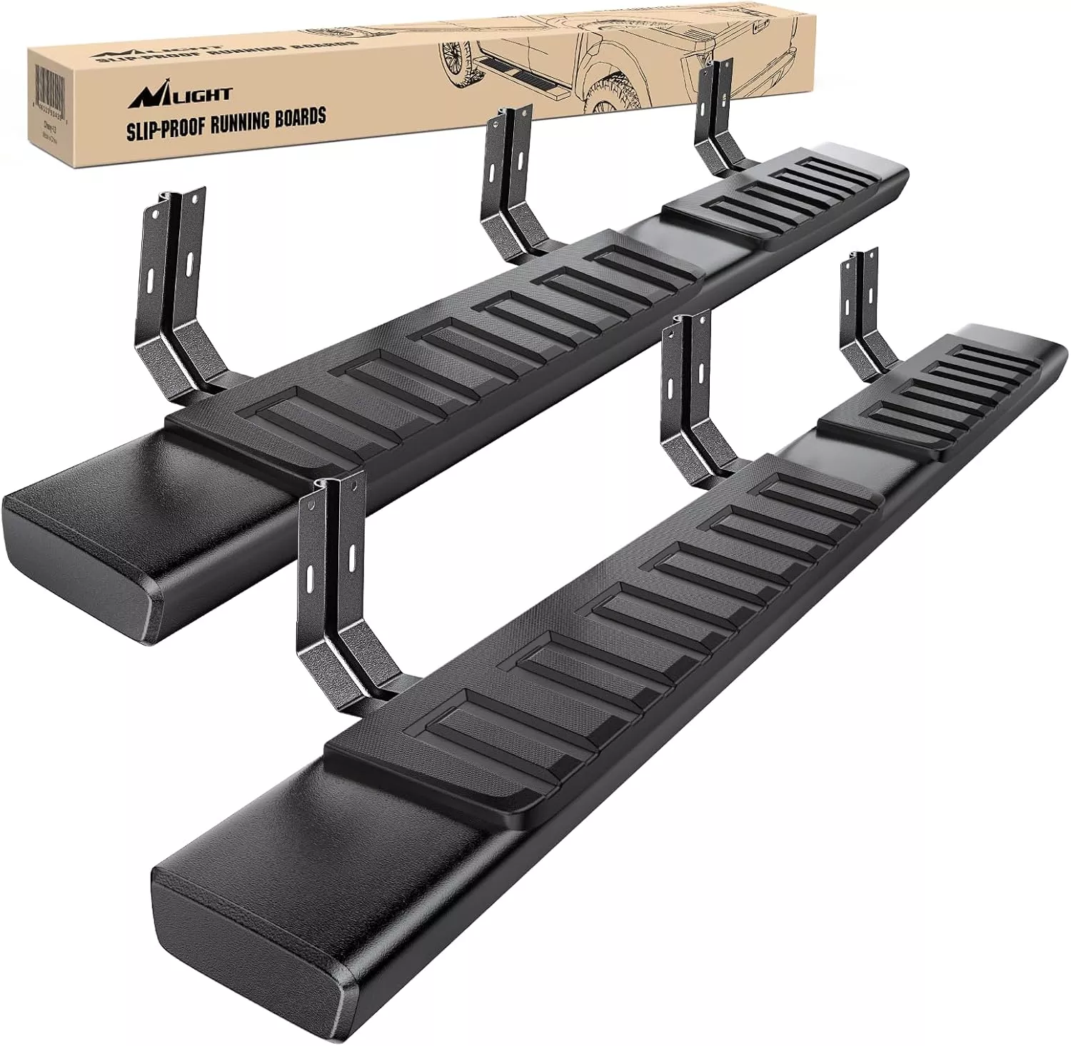 Running Boards for 1999-2016 Ford F250 F350 Super Duty/Extended Cab 2 Full-Size Door & 2 Half-Size Door 6 Inch Side Step Nerf Bars Stainless Steel Black
