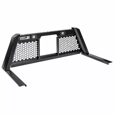 Size 4 Guardian Smooth Black Aluminum Cab Rack W/ Honeycomb Mesh & Window For Ford Super Duty