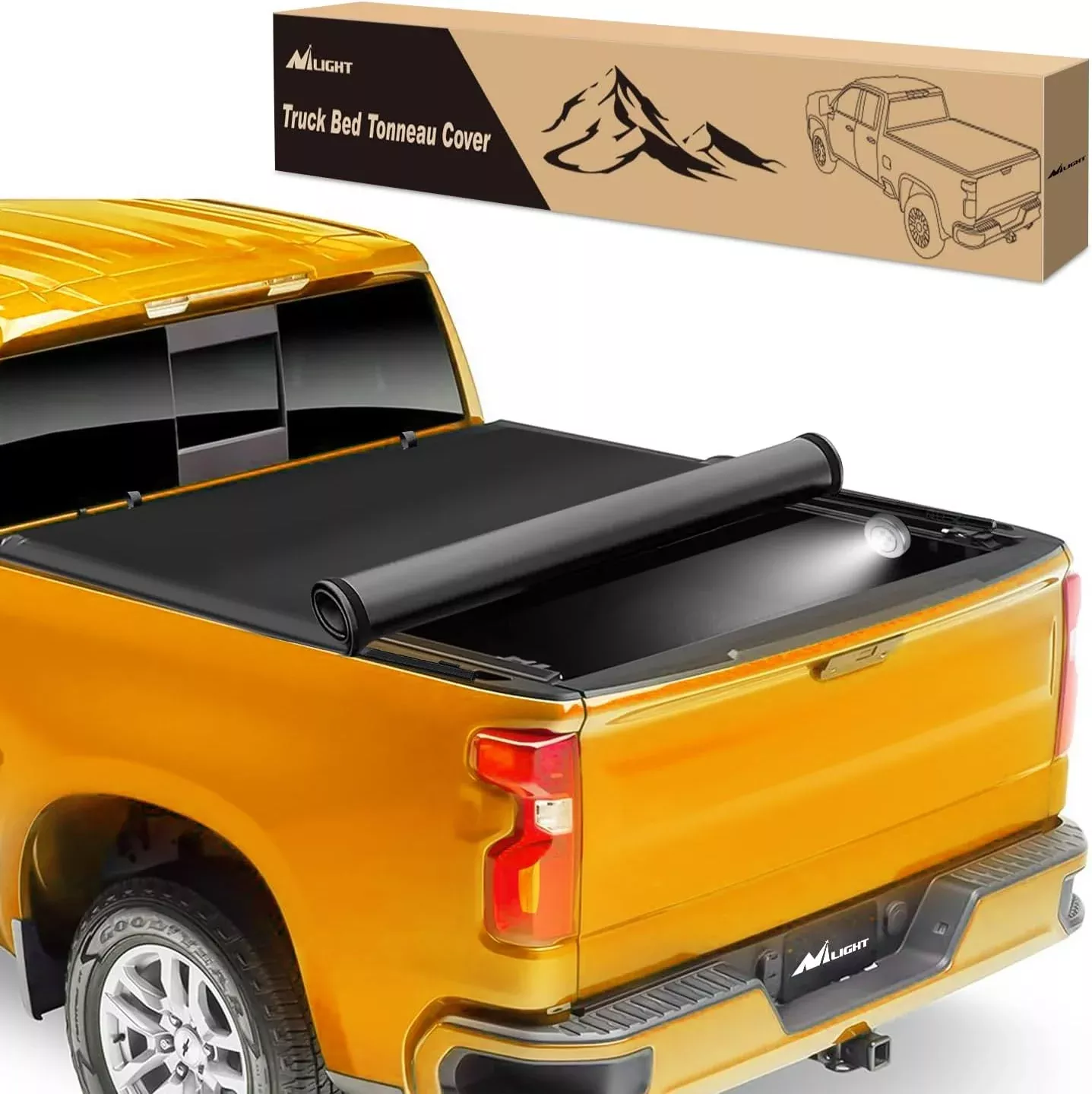 Soft Roll Up Truck Bed Tonneau Cover Compatible with Ram 1500 2009 2010 2011 2012 2013 2014 2015 2016 2017 2018,5.7ft
