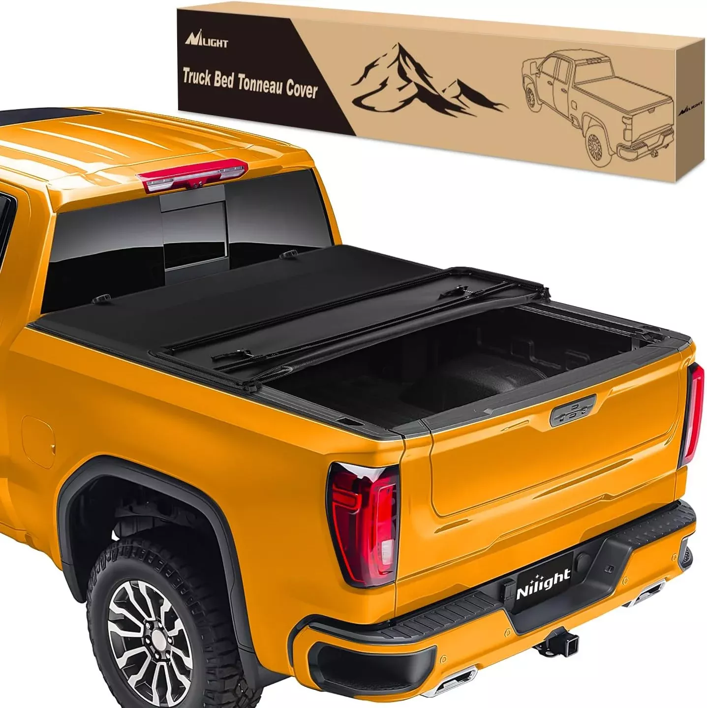 Soft Tri-fold Truck Bed Tonneau Cover Compatible with Chevy Silverado 1500/GMC Sierra 1500 2014 2015 2016 2017 2018 2019 2020 2021 2022 2023 2024 2025, 6.7ft