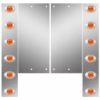 Stainless Front Air Cleaner Panels W/ 12 P3 Amber/Amber LEDs For Freightliner Classic XL W/ 11 Inch Nelson