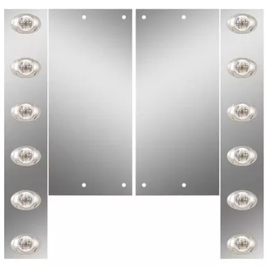 Stainless Front Air Cleaner Panels W/ 12 P3 Amber/Clear LEDs For Freightliner Classic XL W/ 11 Inch Nelson