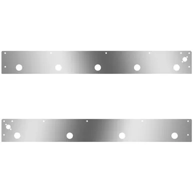 Stainless Steel Cab Panels W/ 9 Total 2 Inch Light Holes, Dual Step Light Holes For Kenworth T800, W900