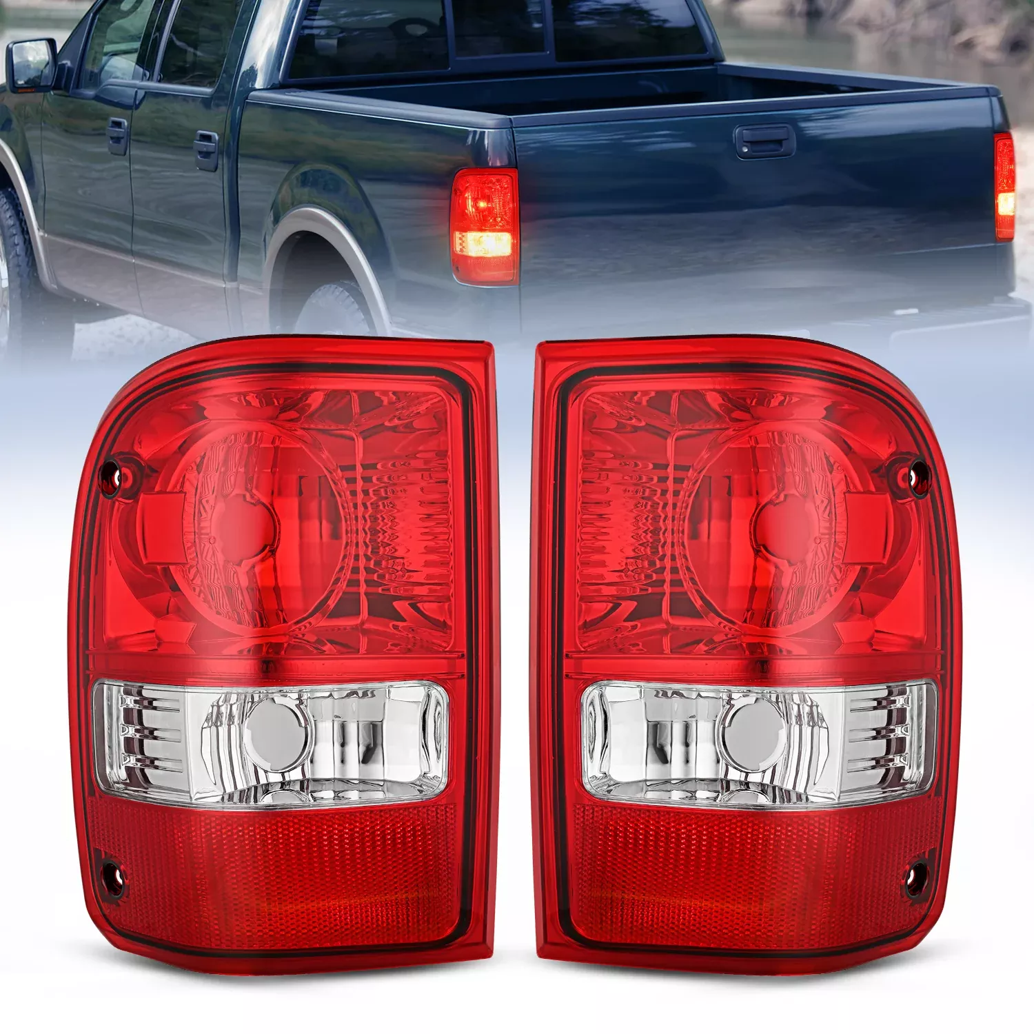 Taillight Assembly Compatible with 2001 2002 2003 2004 2005 2006 2007 2008 2009 2010 2011 Ford Ranger without STX Model Rear Lamp OE Style Driver and Passenger Side Red Lens