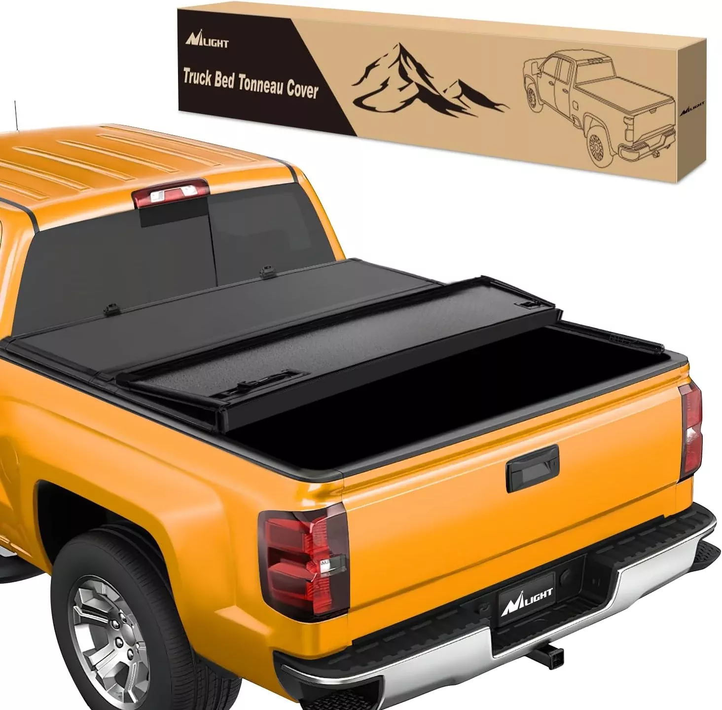 Truck Bed Tonneau Cover Hard Tri-fold Compatible with Chevy Silverado 1500/GMC Sierra 1500 2019 2020 2021 2022 2023 2024 2025-5.8ft