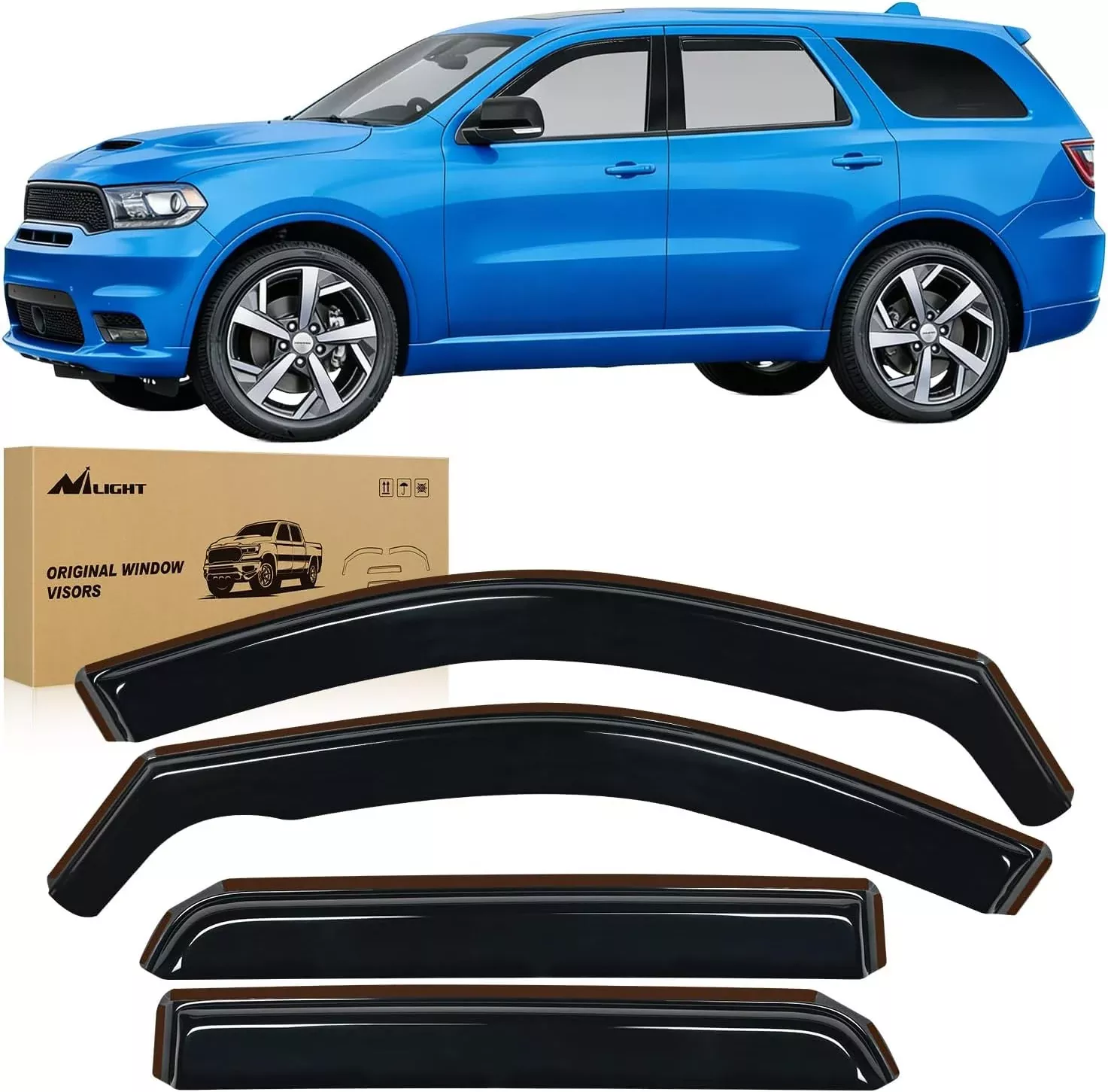 Window Visor Compatible with Dodge Durango 2011-2022 2023 2024 2025 2026 in Channel Window Deflectors Sun Shades, Rain Guards Acrylic-4pcs